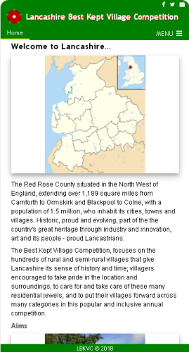 Lancashire Best Kept Village Competition website - responsive mobile