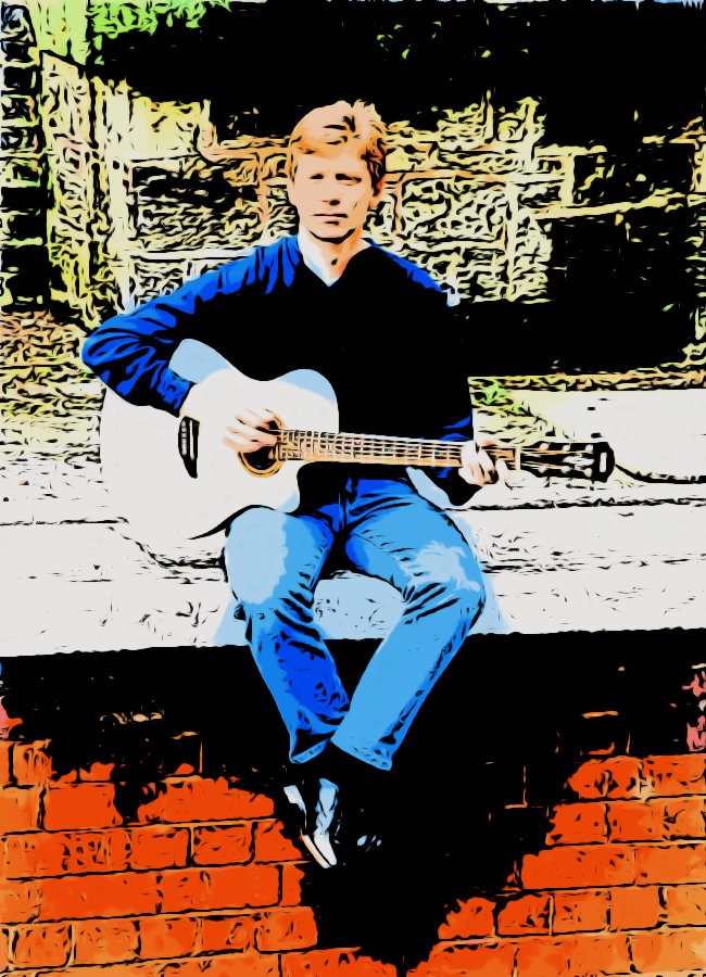 Photo shoot with guitar (cartoon)