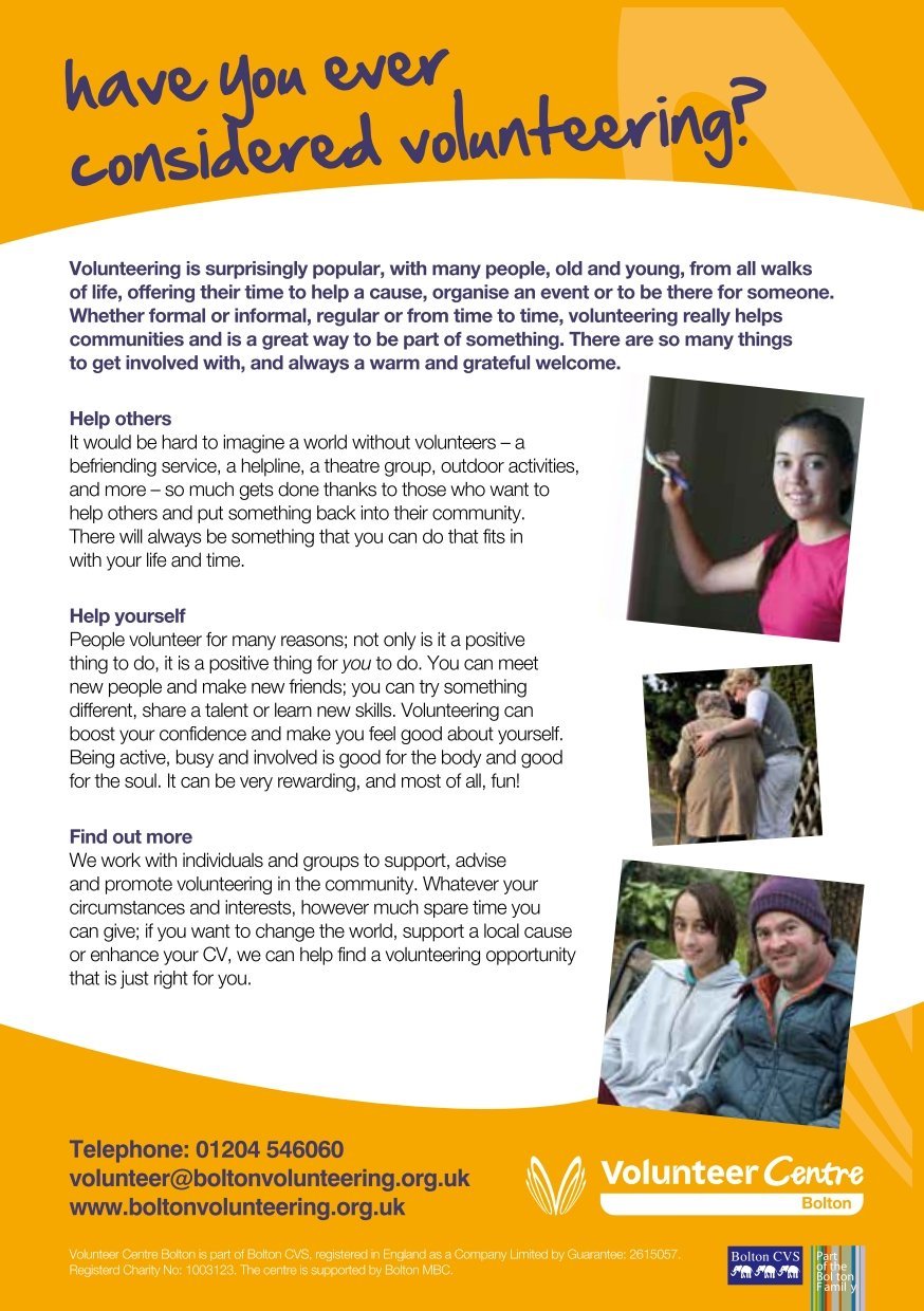 New volunteering leaflet incorporating new branding (rear and copy)